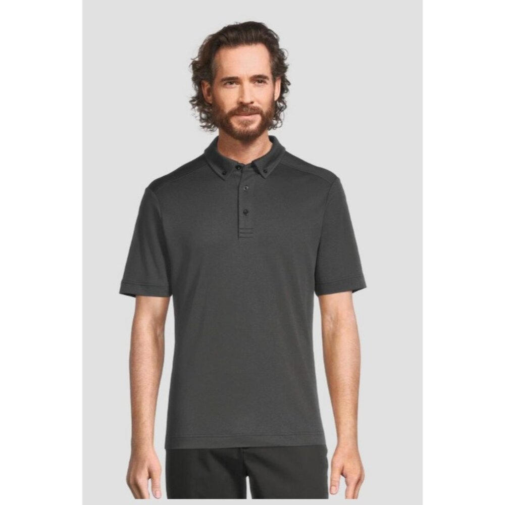 Knoss Links Men's Black Heather Performance Polo - Large GR15